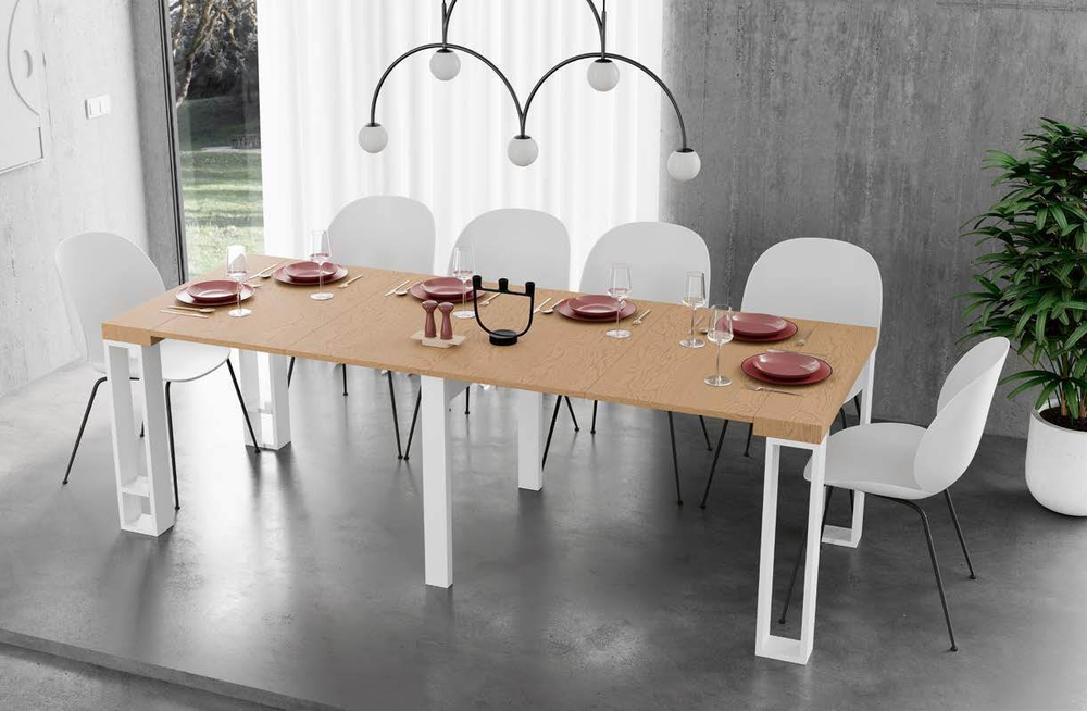 Консоль трансформер Kendra 4060 Roble Seda/Blanco Mate Disemobel