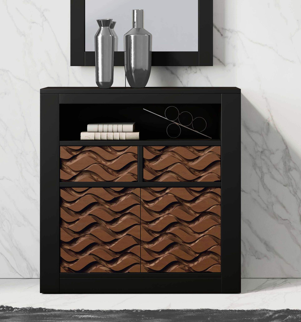 Узкая тумба Nora 3048.4 Negro mate/Cedro Disemobel