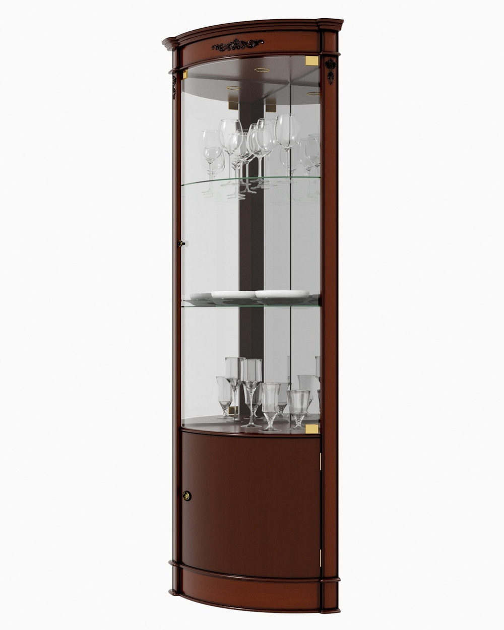 Угловая витрина 1640 Орех Атриум Правая