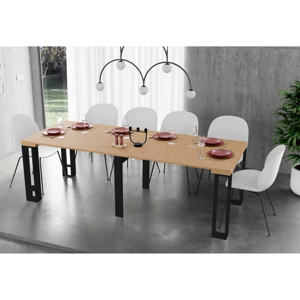 Консоль трансформер Kendra 4061 Roble Seda/Negro Mate Disemobel