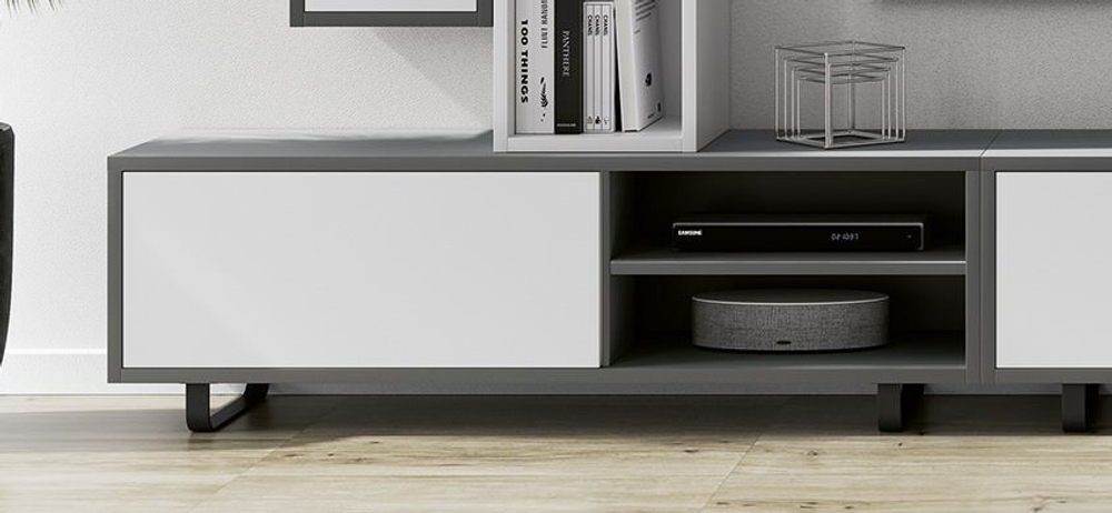 Тумба ТВ Nora 3014.7 Grafito/Blanco mate Disemobel