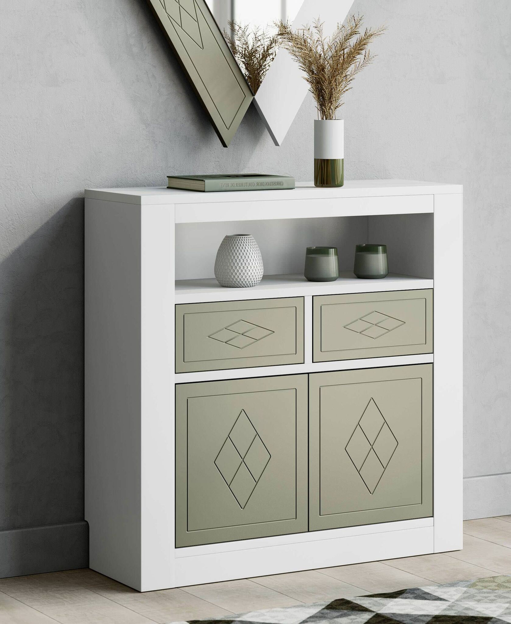 Узкая тумба Nora 3048.1 Blanco mate/Cuerda Disemobel