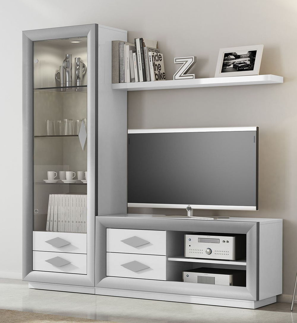 Витрина Cloe 2026-D Blanco/Plata Disemobel