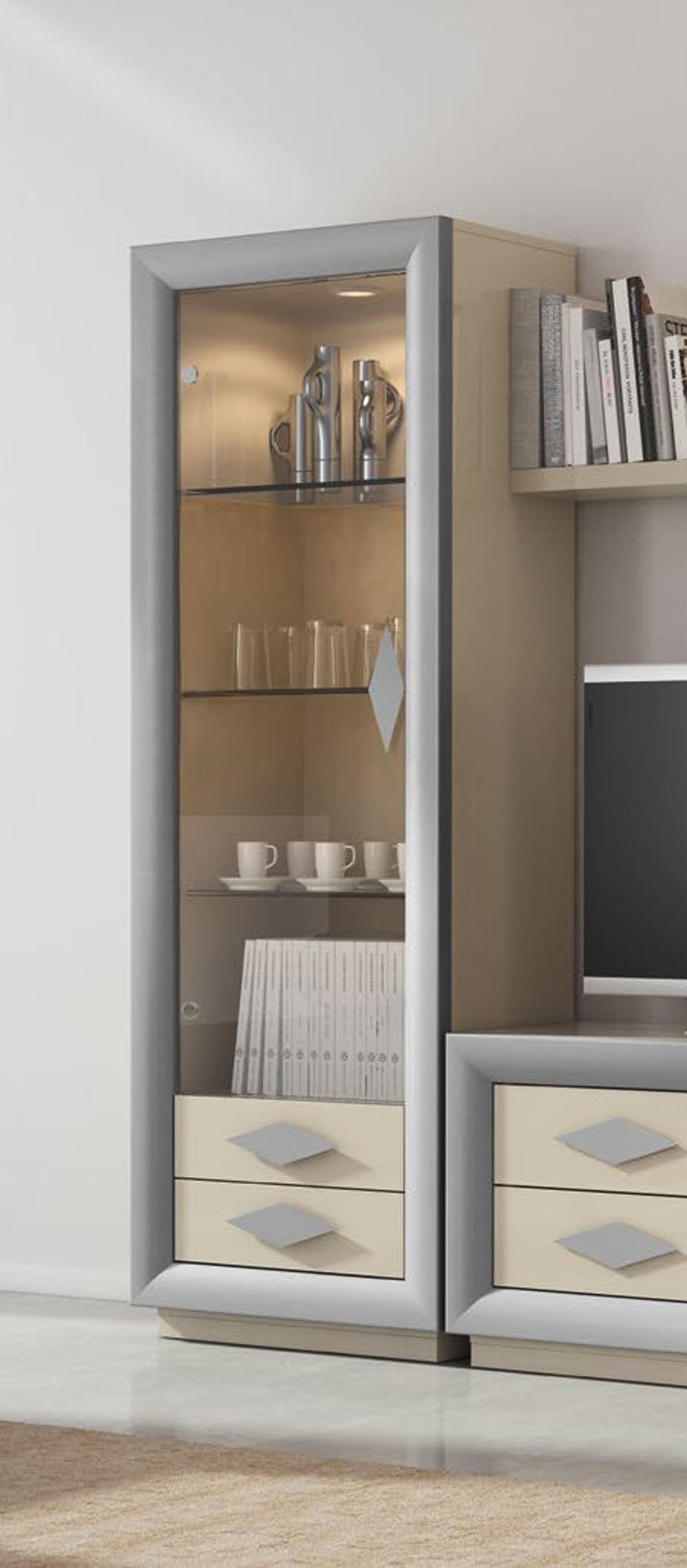 Витрина Cloe 2026-L Blanco/Plata Disemobel