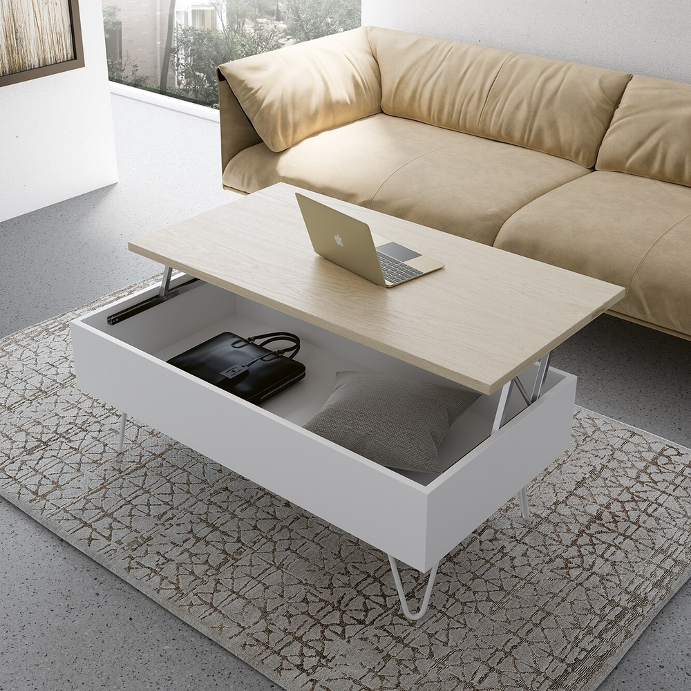 Журнальный стол с подъемной столешницей Kendra 4002 Blanco/Polar Disemobel