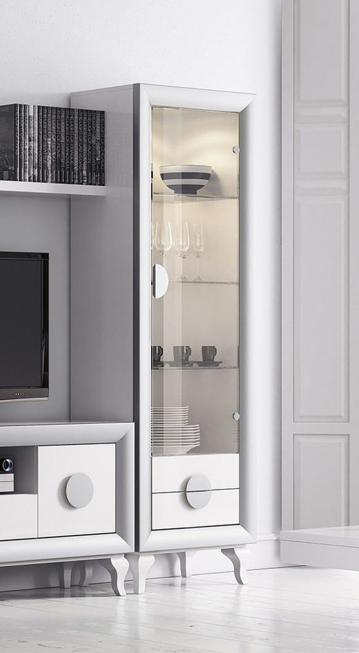 Витрина на ножках Cloe 2026-L Blanco/Plata/2 Disemobel