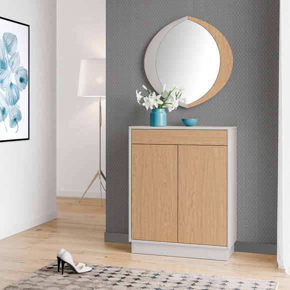 Обувница узкая Kendra 4055 Perla/Roble Seda Disemobel