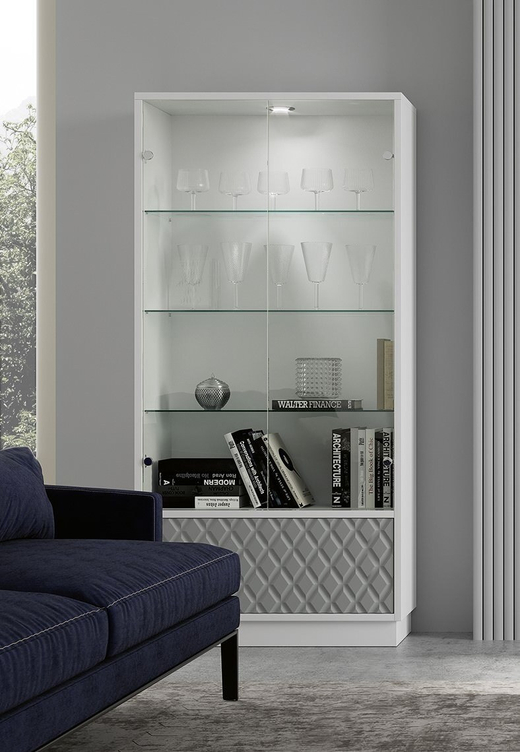 Витрина Nora 3037.6 Blanco mate/Gris Disemobel