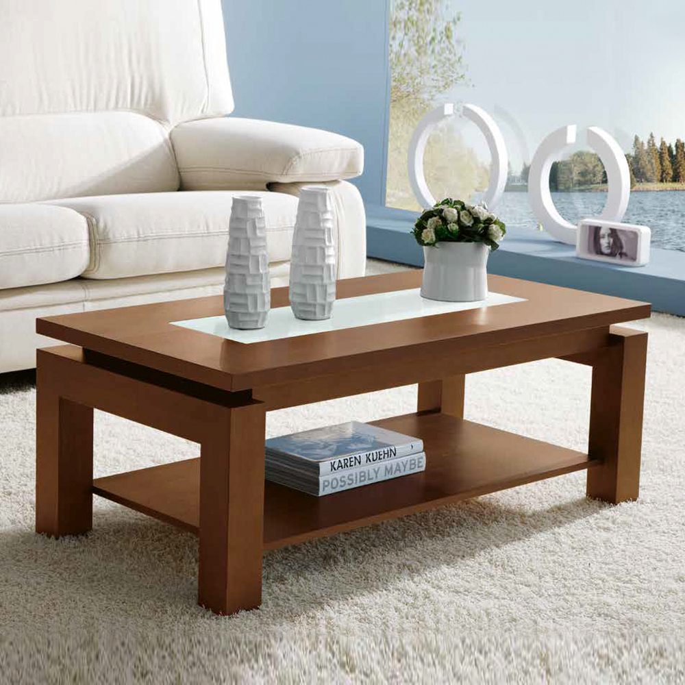 Журнальный стол прямоугольный 105 Nogal-5/Blanco Disemobel