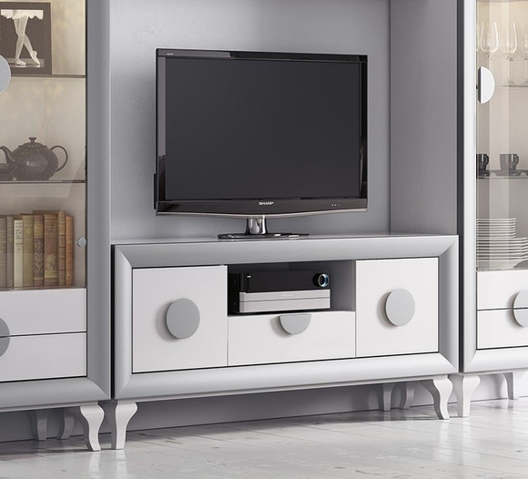 Тумба ТВ Cloe 2012 Blanco/Plata Disemobel