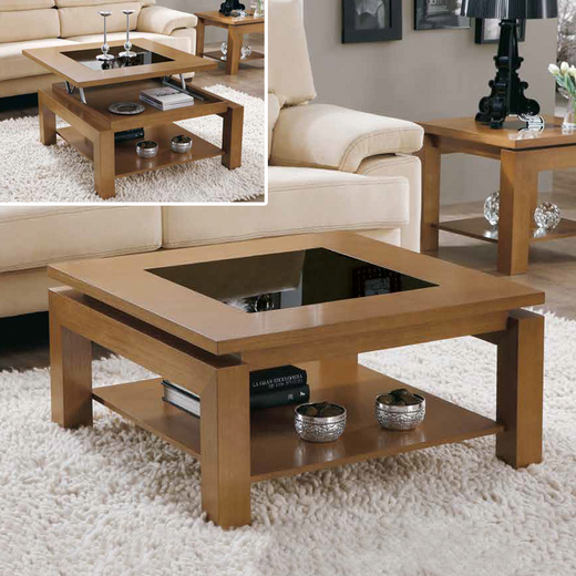 Журнальный стол квадратный 206 Roble-2/Negro Disemobel