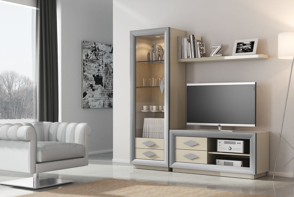 Витрина Cloe 2026-L Blanco/Plata Disemobel