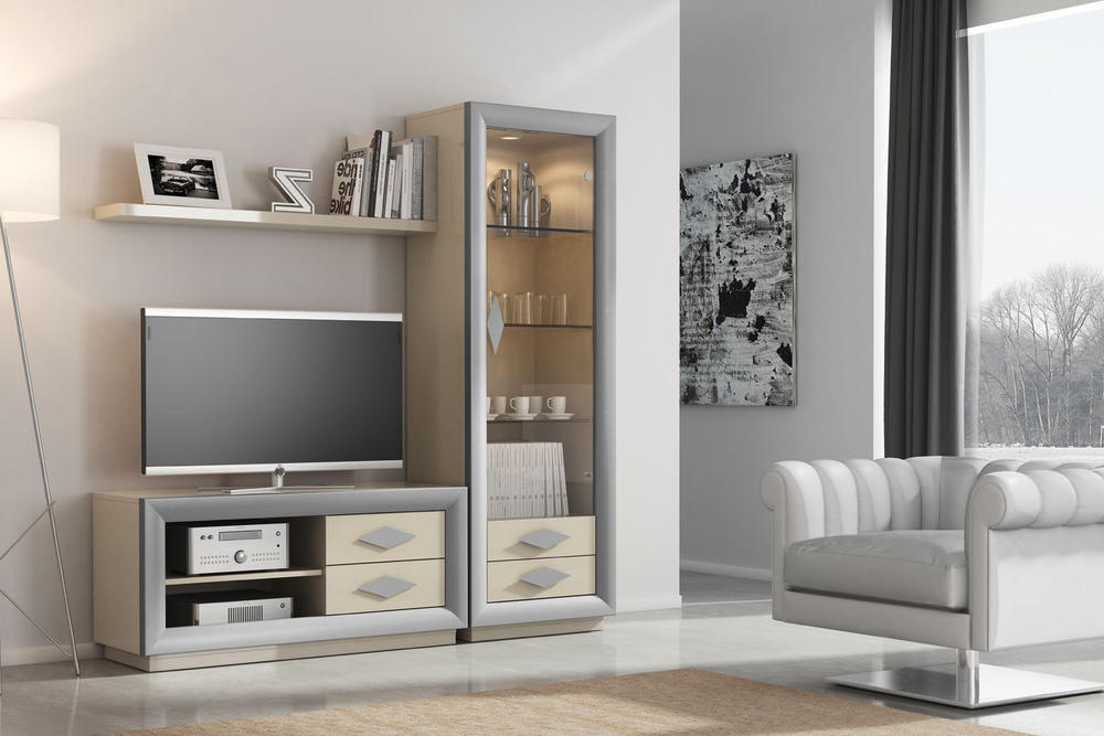 Витрина на ножках Cloe 2026-D Blanco/Plata/2 Disemobel