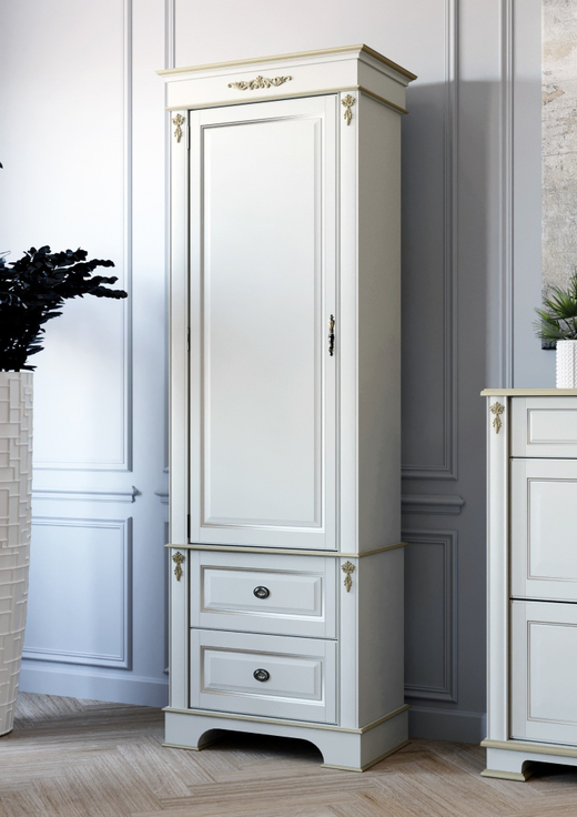 Шкаф 1302-О.01 Слоновая кость с золотом Атриум Левый