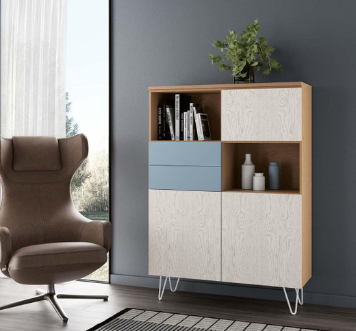 Витрина Kendra 4073 Roble Seda/Alaska/Celeste Disemobel