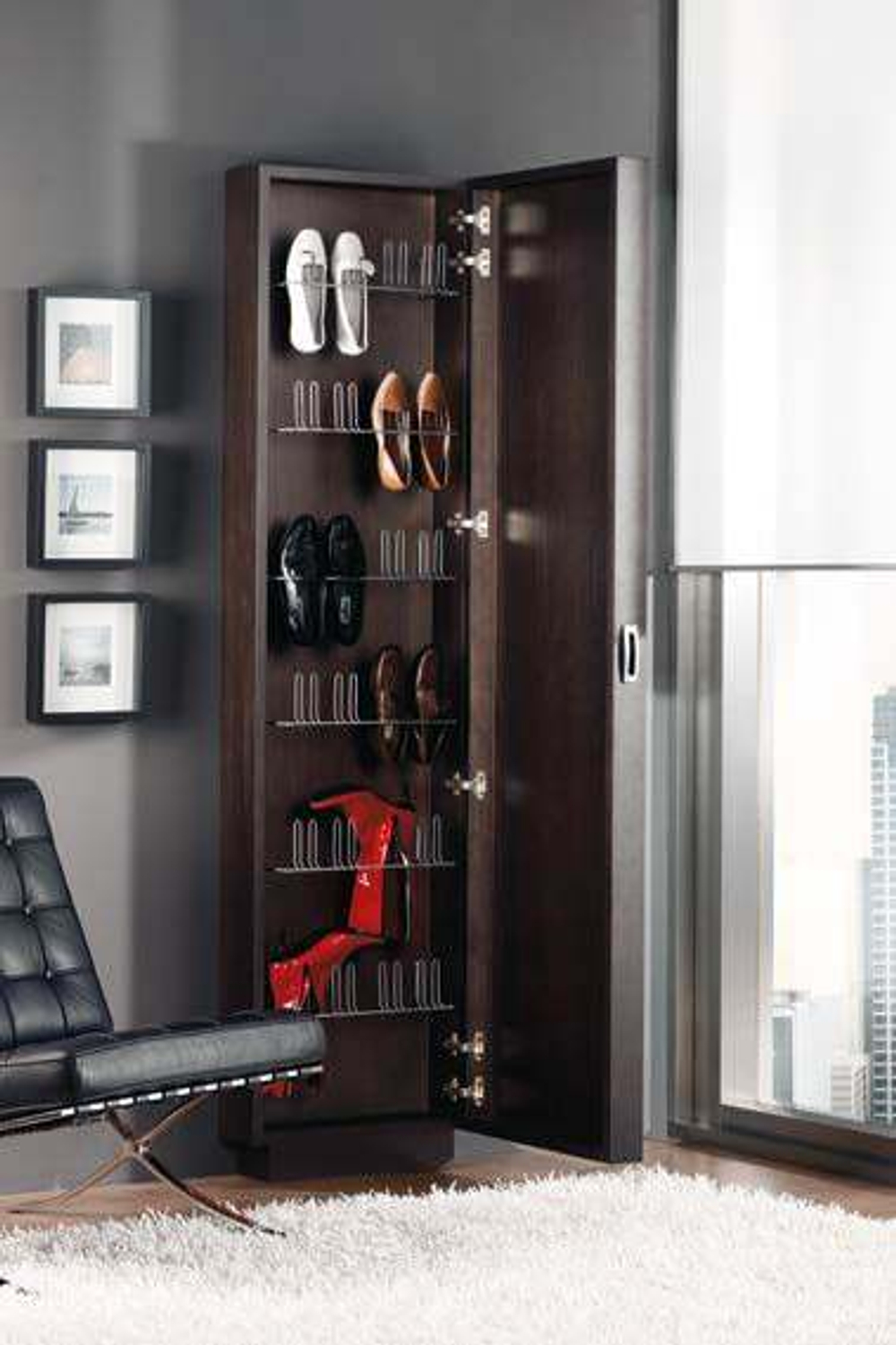 Обувница с зеркалом 214 Wengue-1 Disemobel