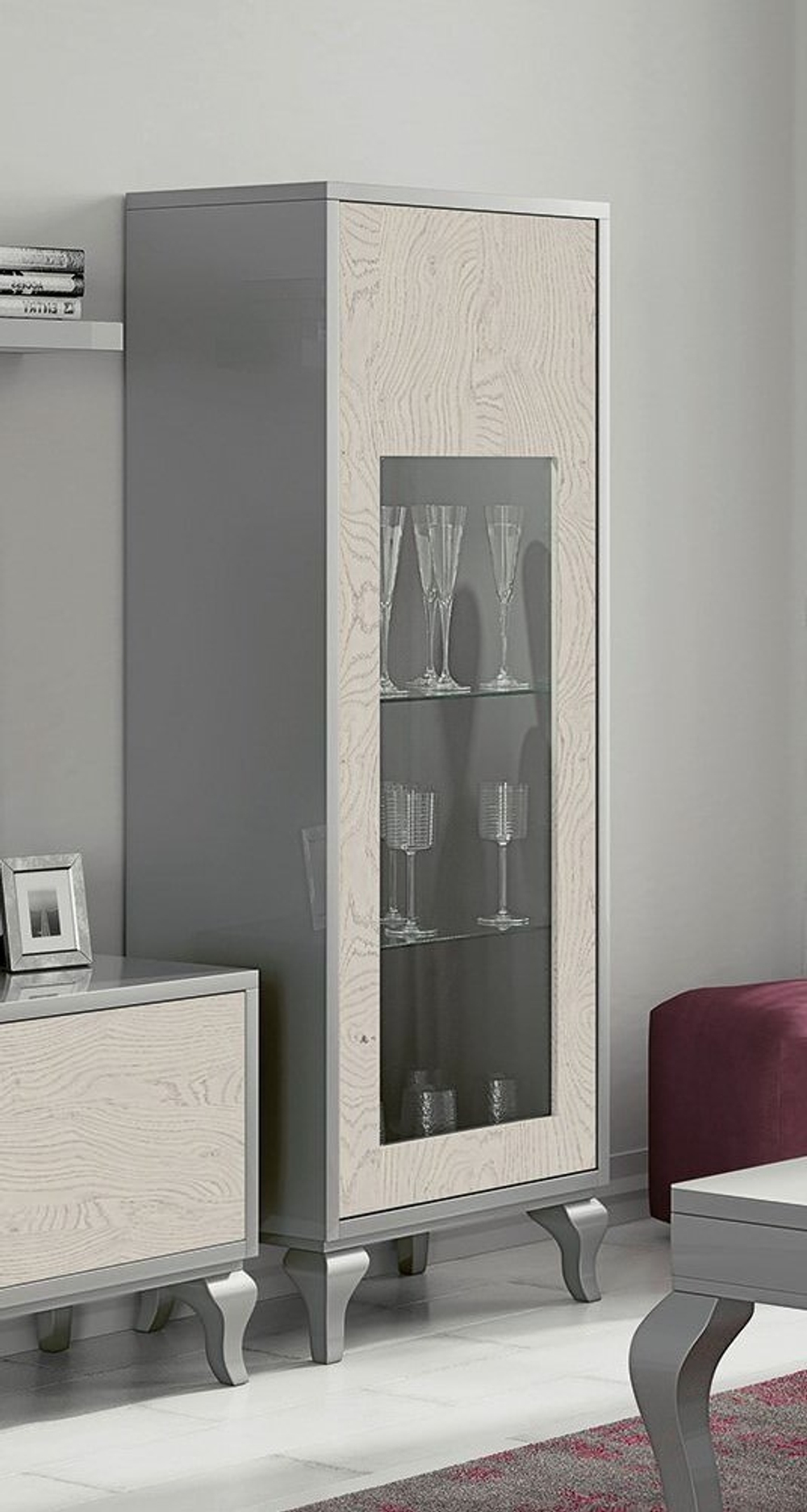 Витрина Nora 3027 Plata/Polar Disemobel