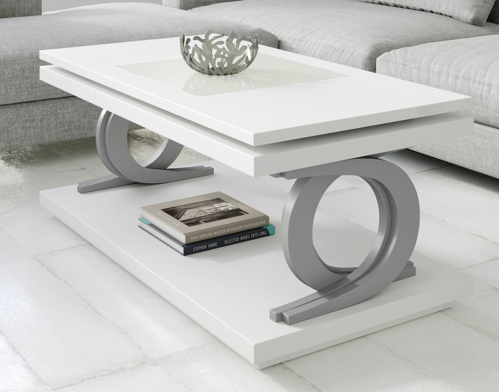 Журнальный стол Nora 2062 Blanco/Plata Disemobel