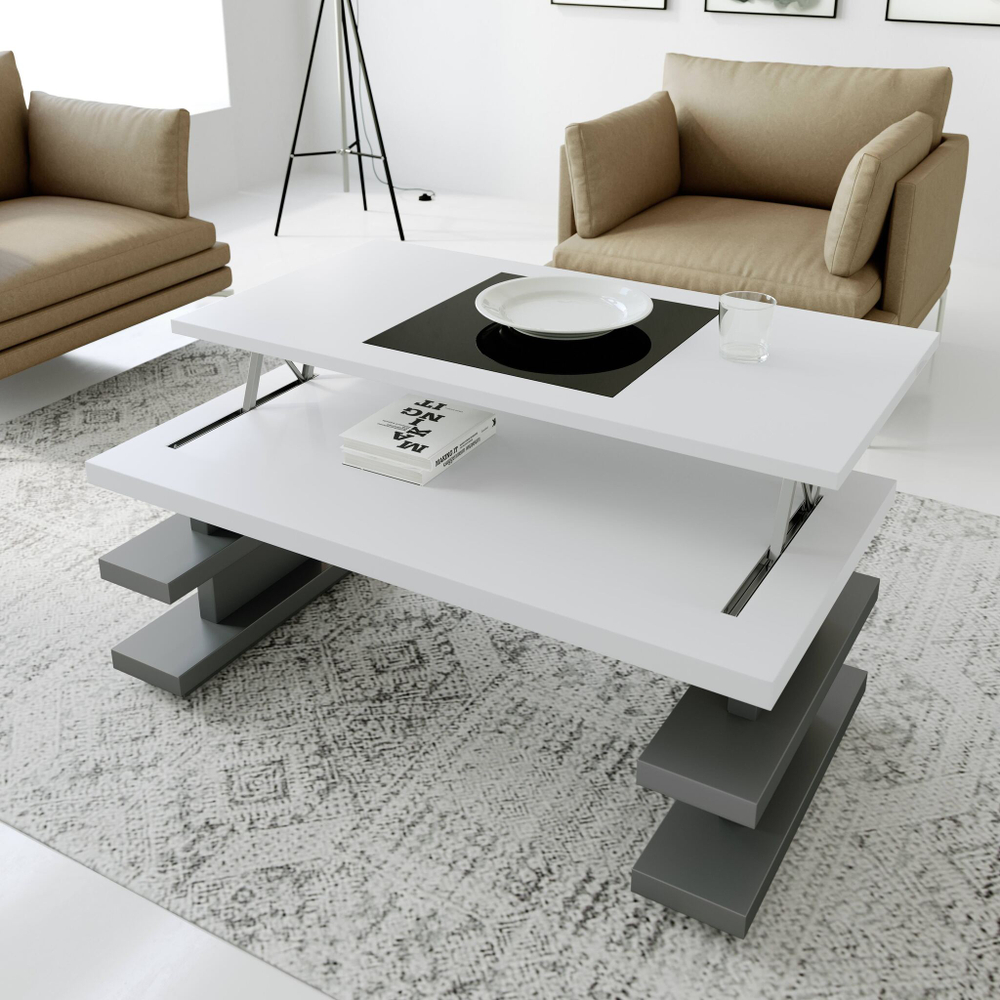 Журнальный стол Nora 2060 Blanco mate/Grafito/Negro Disemobel