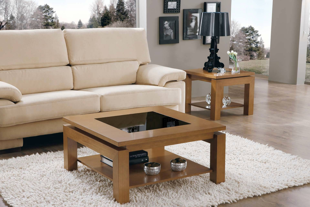 Журнальный стол квадратный 204/C Roble-2/Negro Disemobel