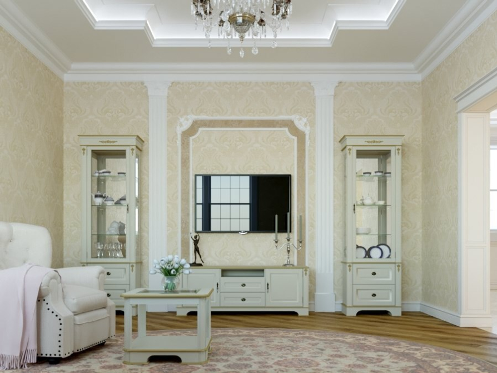 Журнальный стол 1360 Слоновая кость с золотом Атриум