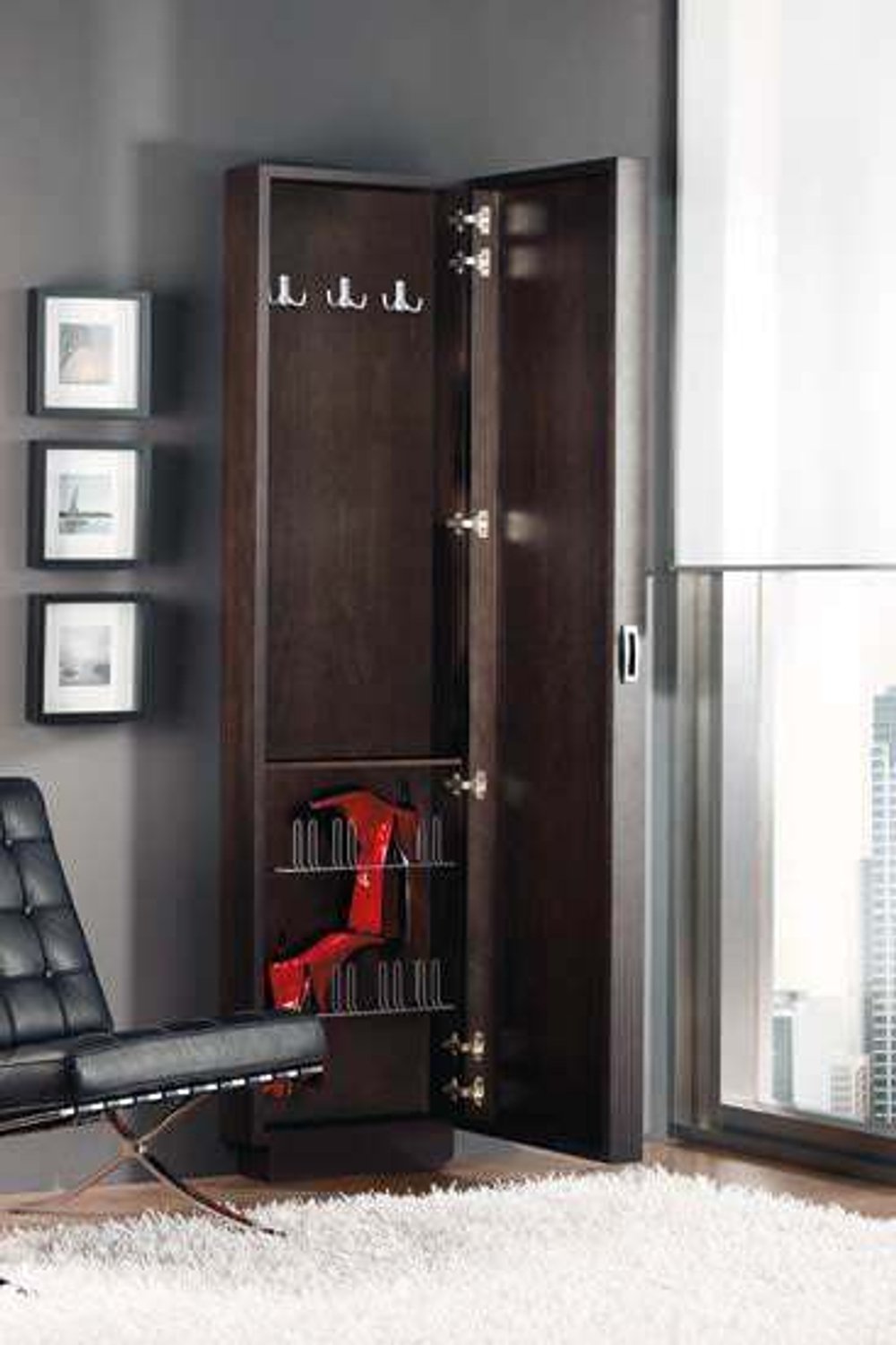 Обувница-вешалка с зеркалом 226 Wengue-1 Disemobel