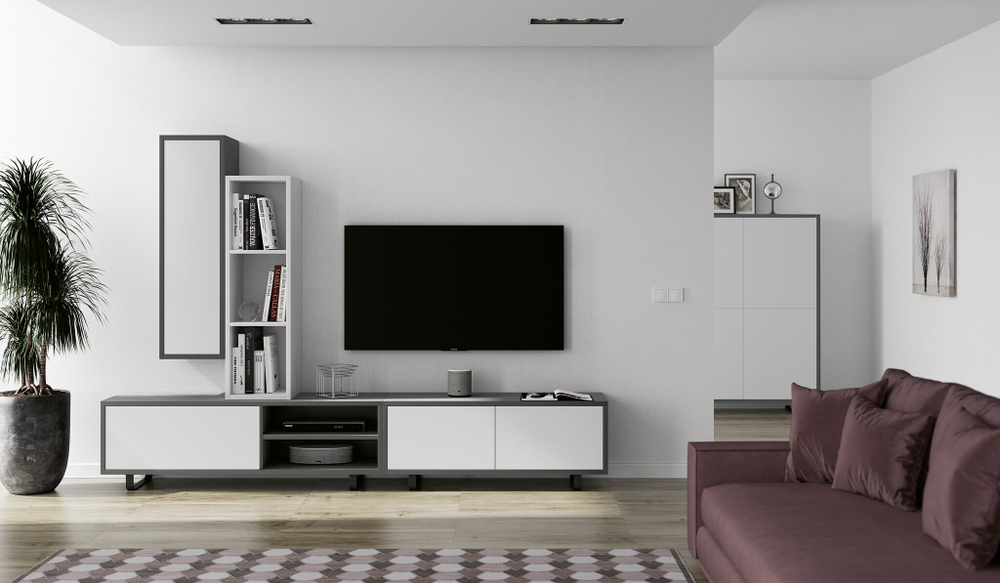 Тумба ТВ Nora 3014.7 Grafito/Blanco mate Disemobel