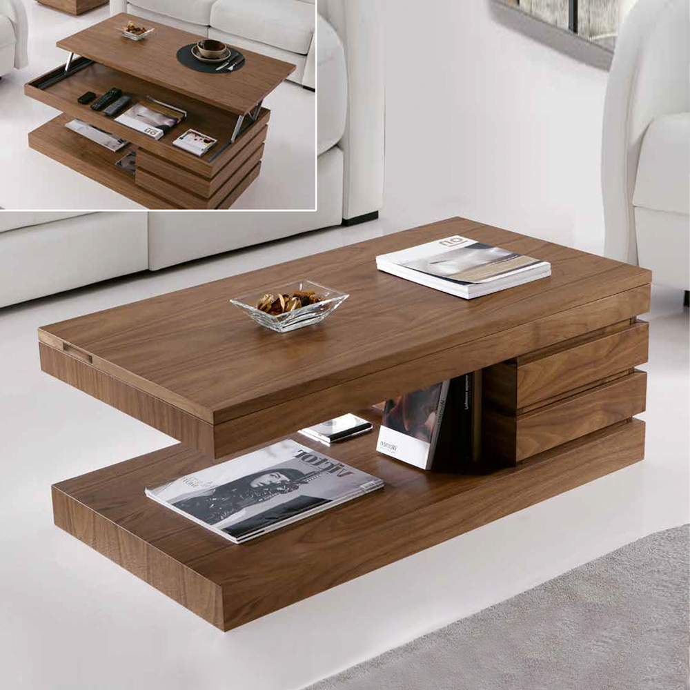 Журнальный стол трансформер 160 Nogal americano-1 Disemobel (правый)