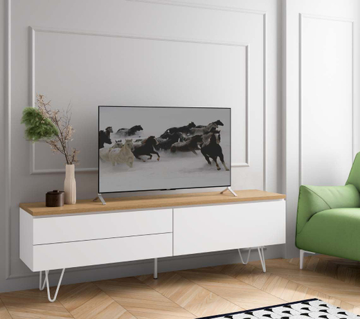 Тумба ТВ Kendra 4014 Roble Nature/Blanco Disemobel