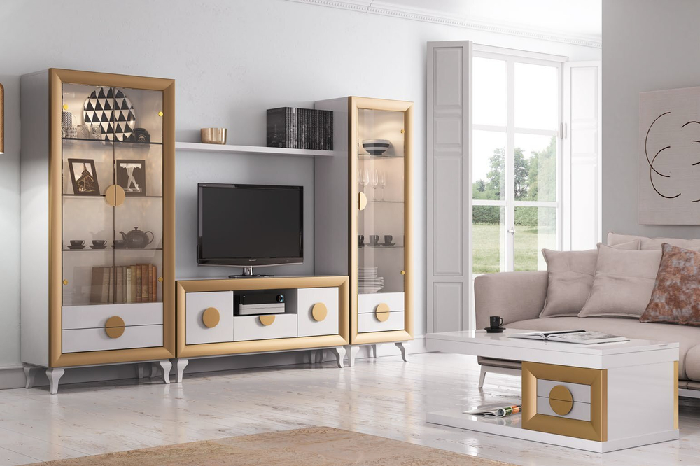 Тумба ТВ Cloe 2012 Disemobel Oro-10/ Blanco