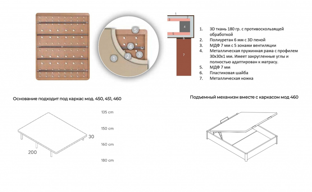Кровать с подъемным механизмом 870.460 Cerezo Panamar