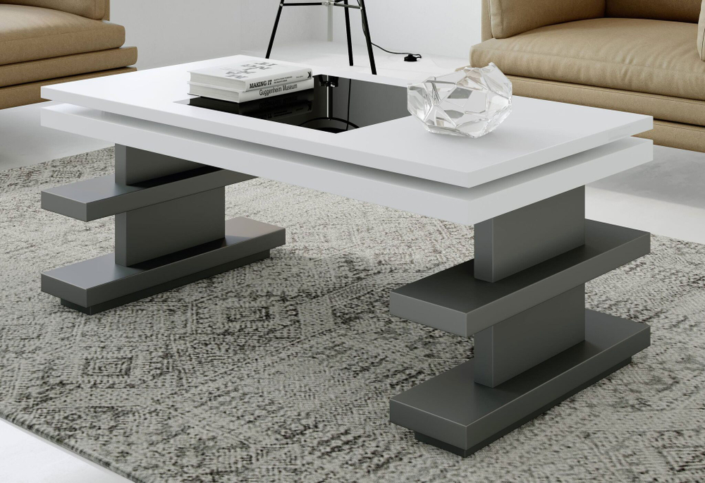 Журнальный стол Nora 2060 Blanco mate/Grafito/Negro Disemobel