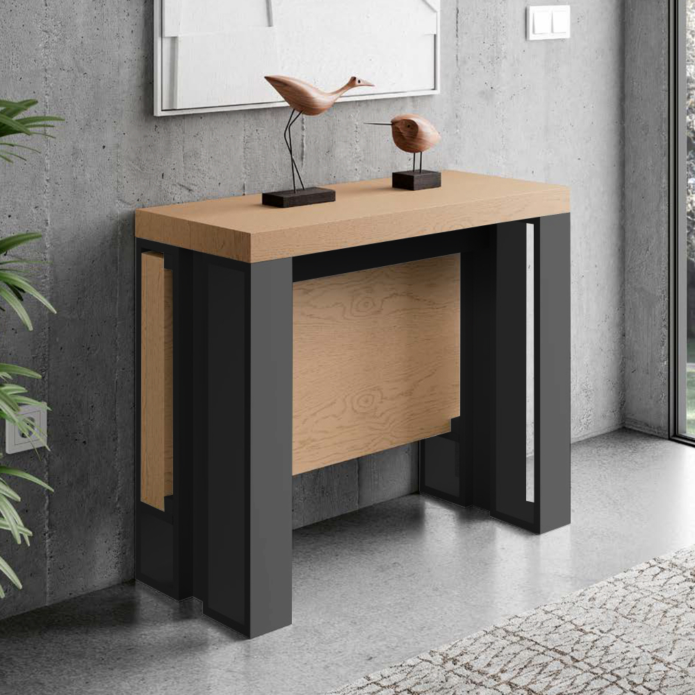 Консоль трансформер Kendra 4061 Roble Seda/Negro Mate Disemobel