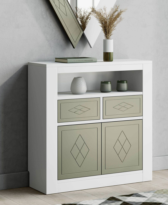 Узкая тумба Nora 3048.1 Blanco mate/Cuerda Disemobel