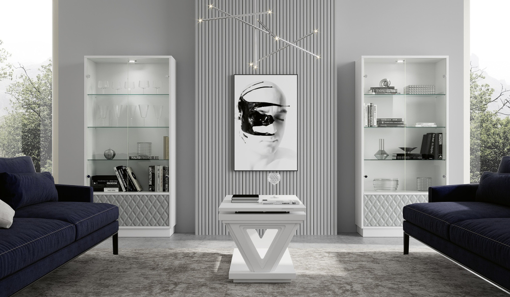 Витрина Nora 3037.6 Blanco mate/Gris Disemobel